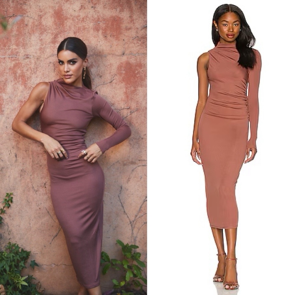 Camila Coelho Nami Midi Dress in Brick Mauve